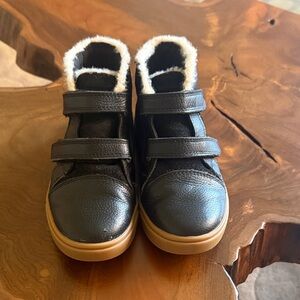 UGG Kids Black Boots with Tan Soles